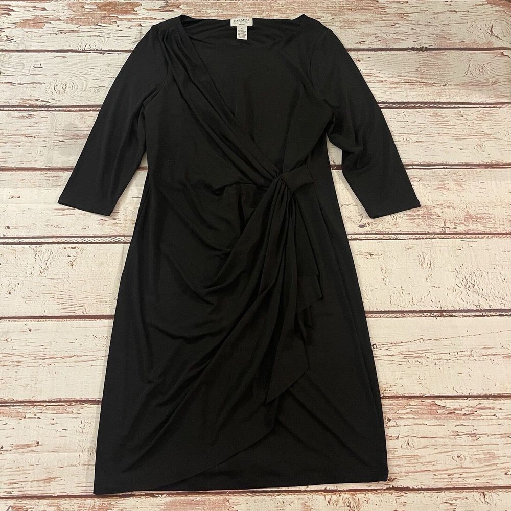 Carmen Marc‎ Valvo Womens Black Dress Size XL Stretch Knit Body-con